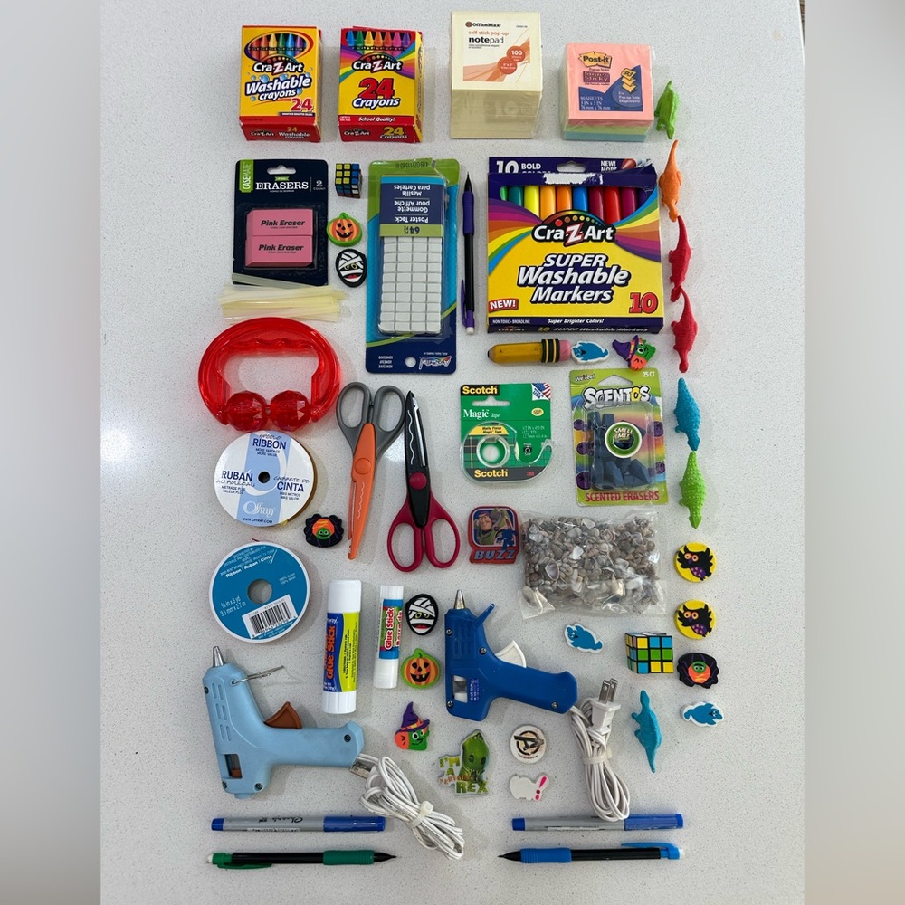 Assorted Office, Arts and Crafts Supplies .